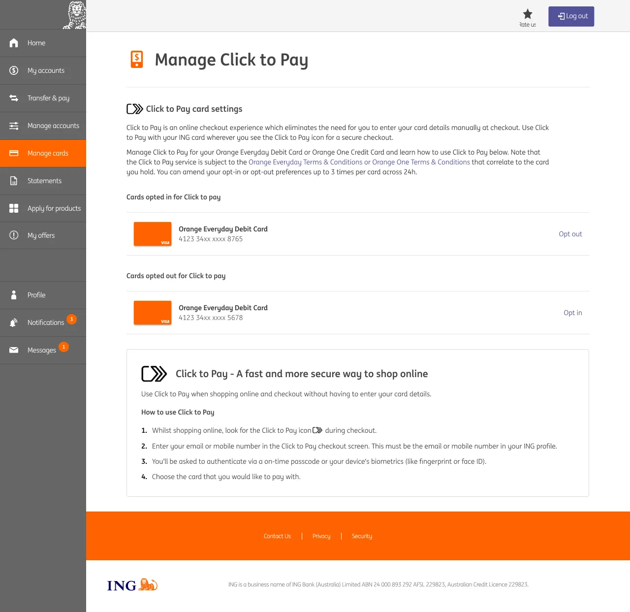 Manage Click to Pay